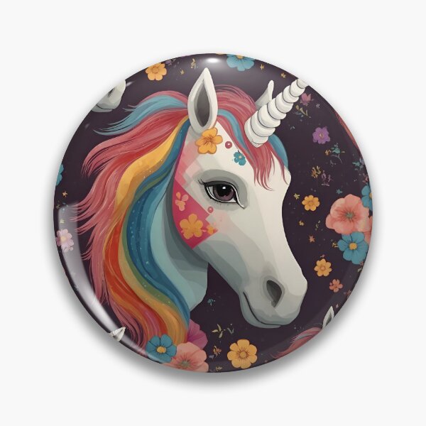 Item preview, a colorful head of unicorn amongst flowers designed and sold by BandM Jos-Wilias.