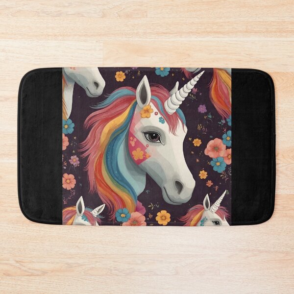 Item preview, a colorful head of unicorn amongst flowers designed and sold by aledfychan.
