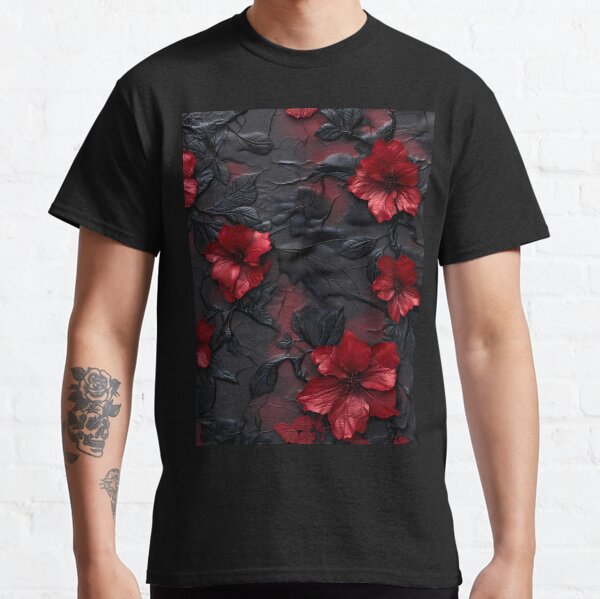 Aperçu de l'œuvre Texture dentelle et fleurs noires et rouges créée et vendue par Fantasyplus.