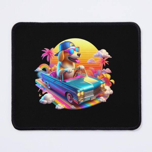 Item preview, 3D Dog with Sunglass Riding a Car In a Vibrant 90's style, Cute Dog Riding a Car, Adorable Kawaii Dog Riding a Car designed and sold by SnuggleSafari.