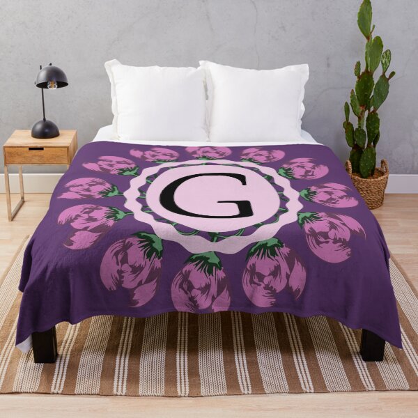 Item preview, Medallion with capital letter G initial and peony wreath designed and sold by CutieBlue.