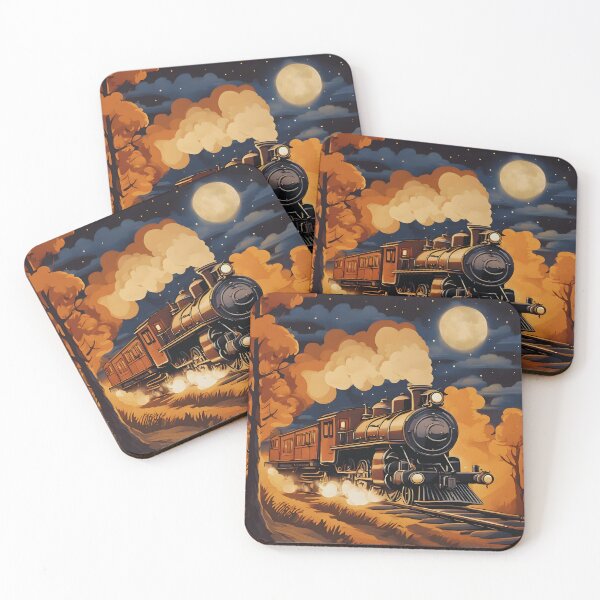Item preview, Bygone Era Steam Locomotive Night Journey designed and sold by colorvisionart.