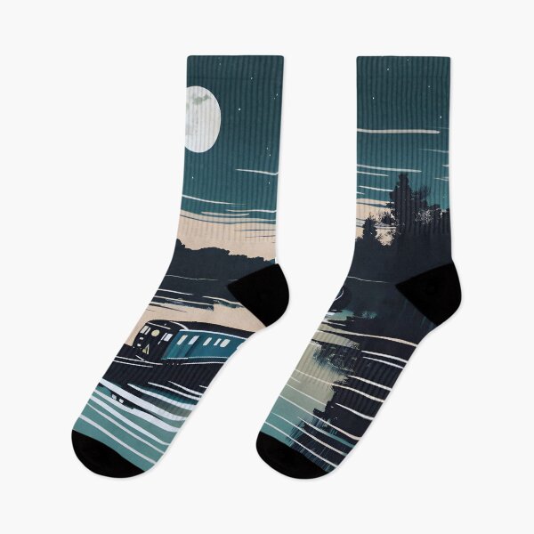 Item preview, Train Alongside Moonlit River designed and sold by colorvisionart.