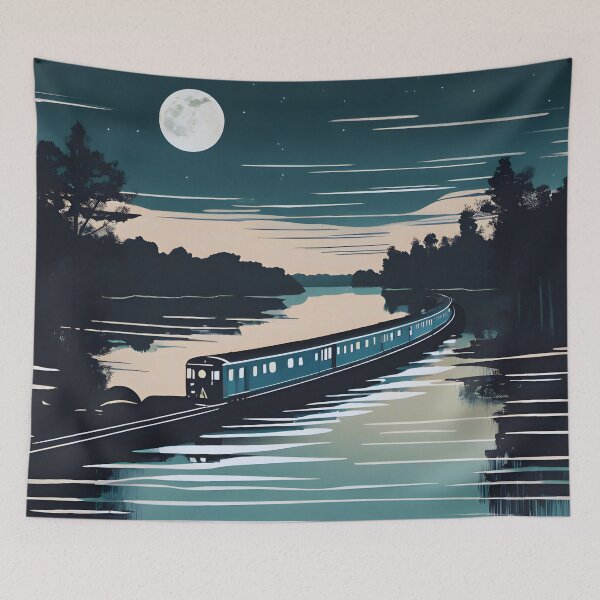 Item preview, Train Alongside Moonlit River designed and sold by colorvisionart.