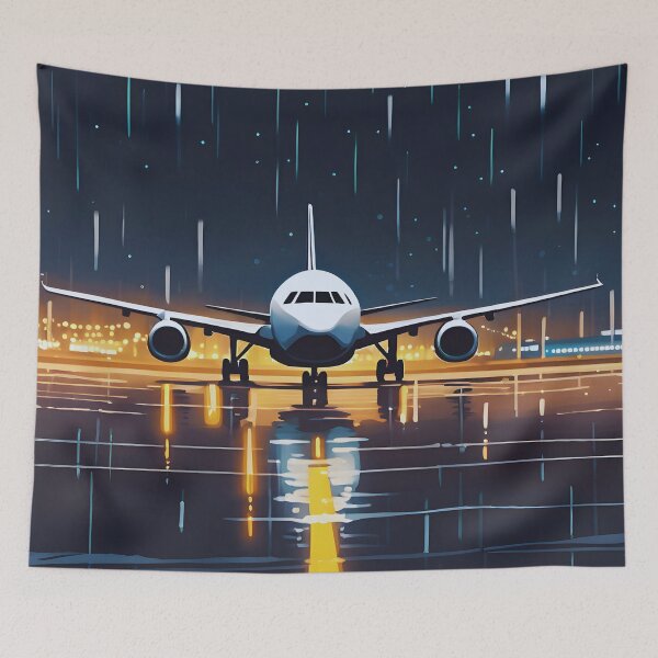 Item preview, Airplane Rainy Night Arrival designed and sold by colorvisionart.