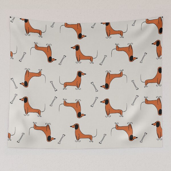 Item preview, Red Dachshund and Bones Pattern designed and sold by Hic21.