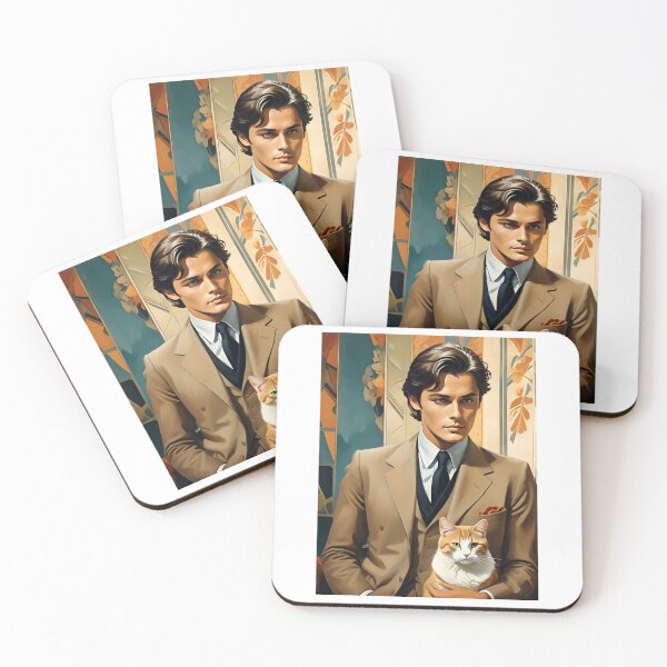 Item preview, Art Deco Handsome Man - Alain Delon With Cat designed and sold by JoyPhotoArt.