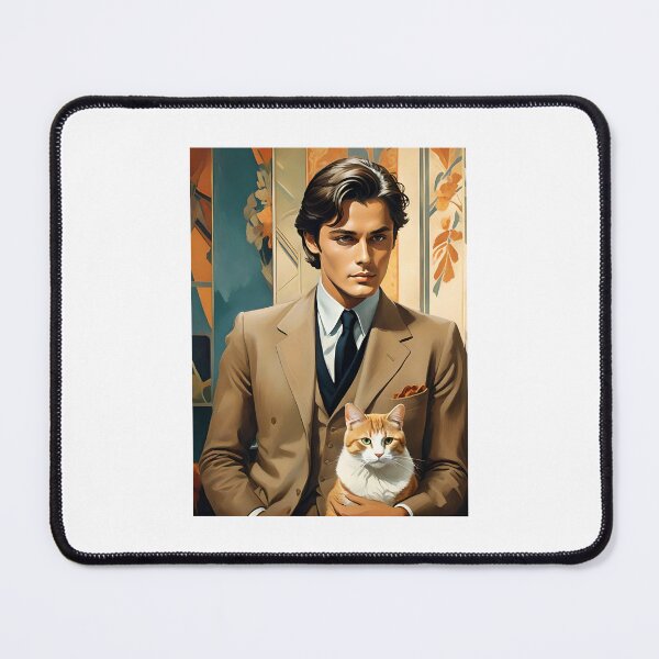 Item preview, Art Deco Handsome Man - Alain Delon With Cat designed and sold by JoyPhotoArt.