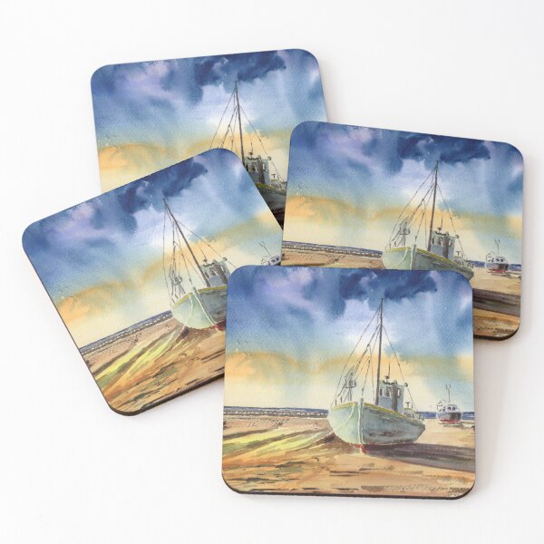 Item preview, Old boat on sand watercolor designed and sold by Marko Ivancevic.