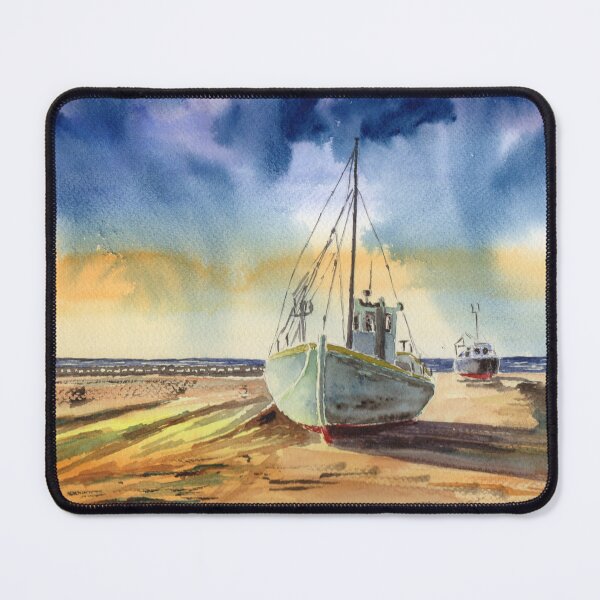 Item preview, Old boat on sand watercolor designed and sold by Marko Ivancevic.