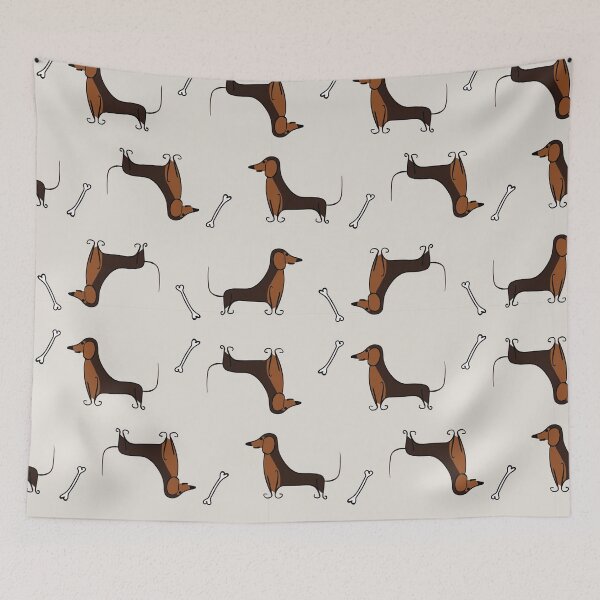Item preview, Brown Dachshund and Bones Pattern designed and sold by Hic21.