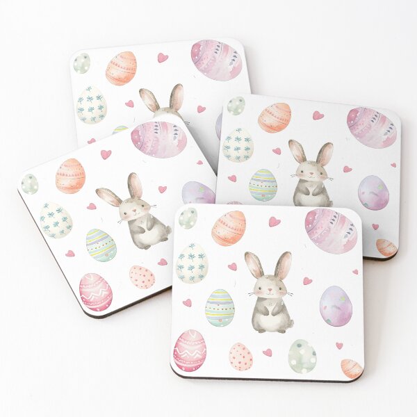 Item preview, Easter Watercolour Symphony of Bunnies and Decorated Eggs & hearts designed and sold by fluidwatercolor.