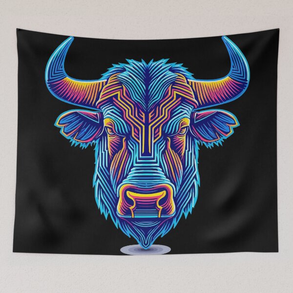 Item preview, Geometric neon cow designed and sold by TheRealmWithin.