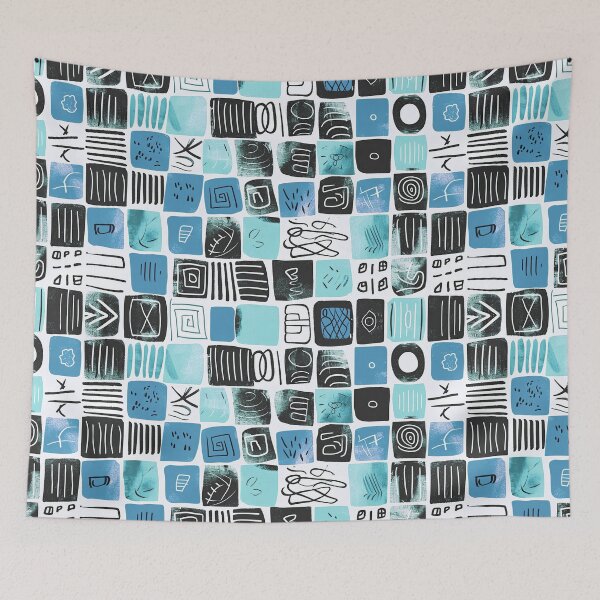 Item preview, Whimsical squares and lines pattern designed and sold by randrdesign.