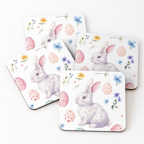 Item preview, Easter Symphony of Bunnies and Decorated Eggs & hearts & flowers  designed and sold by fluidwatercolor.