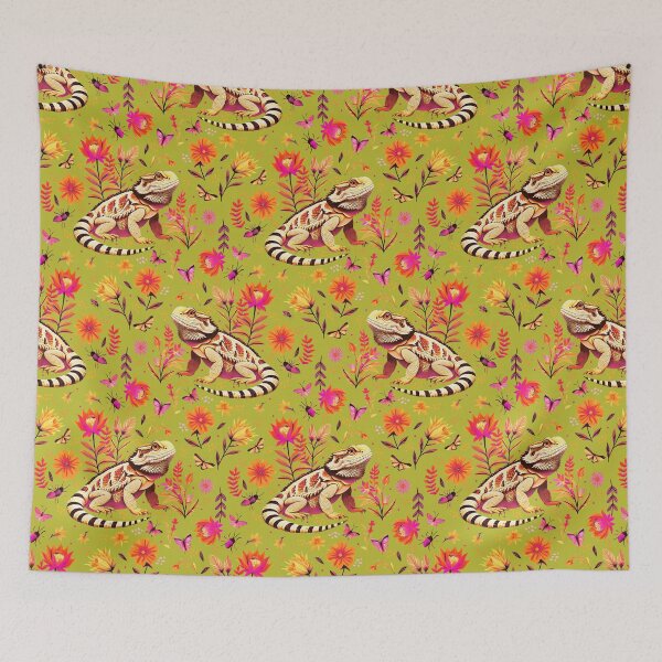 Item preview, Bearded dragons and bugs on a green background  designed and sold by Veata.