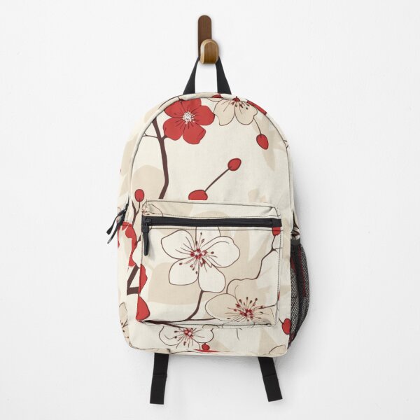 Item preview, Red and White Oriental Cherry Blossoms on Beige and Chinese Wedding Double Happiness | Japanese Sakura designed and sold by GrinGalore.