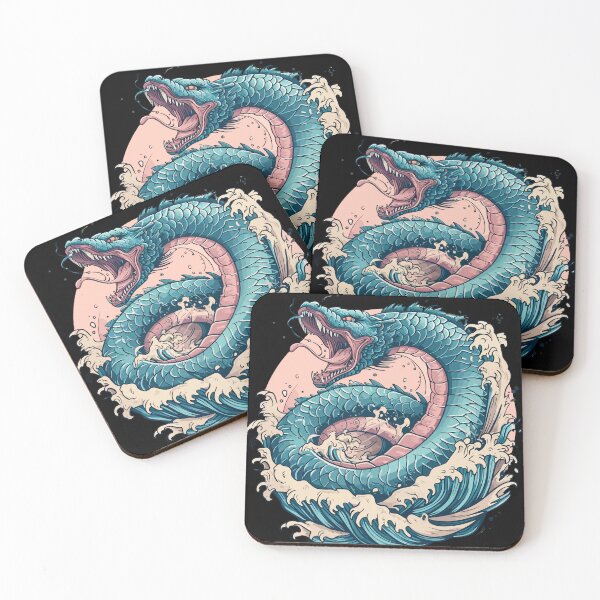 Item preview, Serpiente marina dragón japonés azul designed and sold by TheRealmWithin.