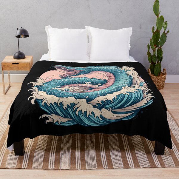 Item preview, Serpiente marina dragón japonés azul designed and sold by TheRealmWithin.