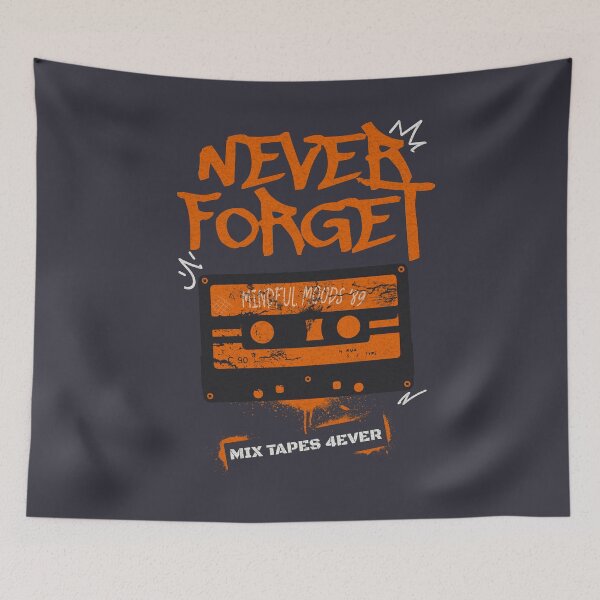 Item preview, Never Forget - Retro Mixtape Nostalgia (Orange) designed and sold by Sir Meow Meow.