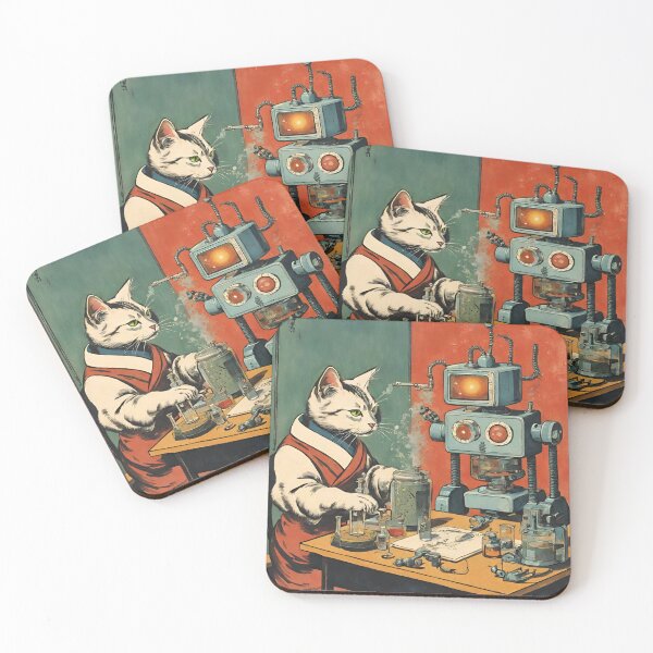 Item preview, Cat + Robot (SCIENCE PT.3) designed and sold by BoxcarDesigns.