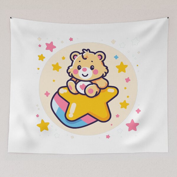 Item preview, Cute little bear on a colorful star designed and sold by hellolen.