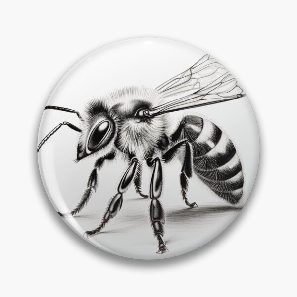 Item preview, Black and white Bee pencil drawing designed and sold by Pencil-Art.