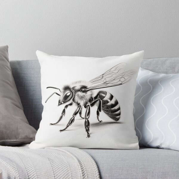 Item preview, Black and white Bee pencil drawing designed and sold by Pencil-Art.