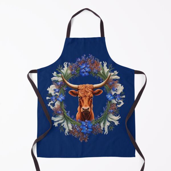 Item preview, Longhorn Cattle Surrounded By A Wreath Of Bluebonnet Lupins designed and sold by taiche.