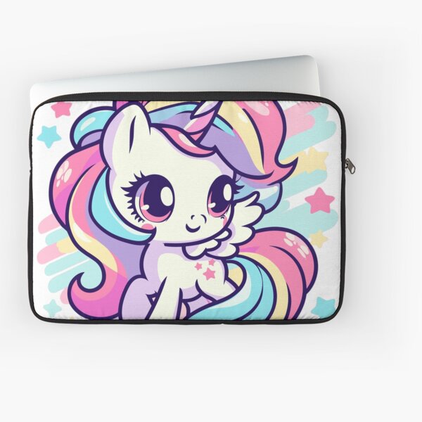 Aperçu de l'œuvre Joli petit poney aux cheveux arc-en-ciel sur fond coloré créée et vendue par hellolen.