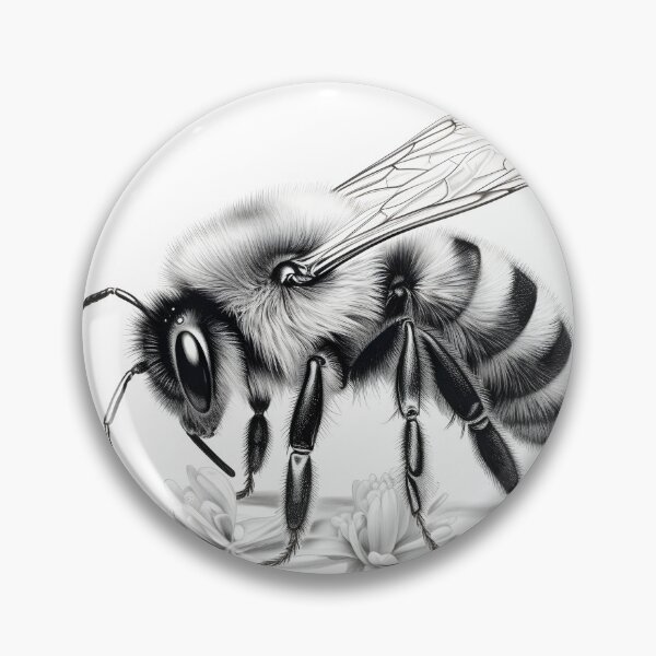 Item preview, Black and white Bee pencil drawing designed and sold by Pencil-Art.