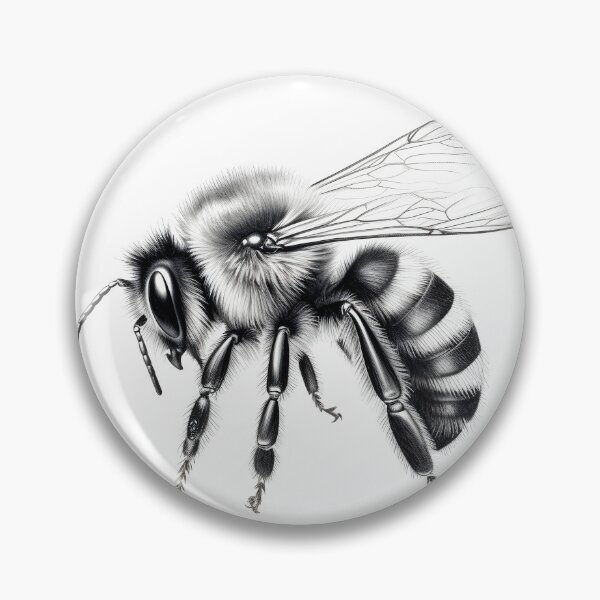 Item preview, Black and white Bee pencil drawing designed and sold by Pencil-Art.