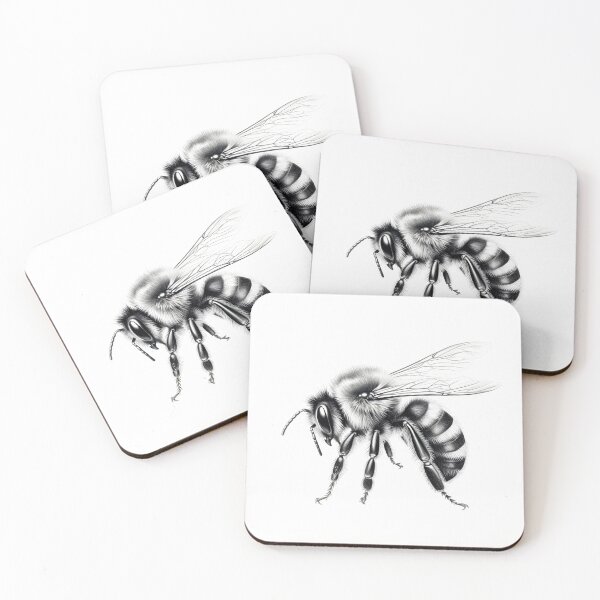 Item preview, Black and white Bee pencil drawing designed and sold by Pencil-Art.