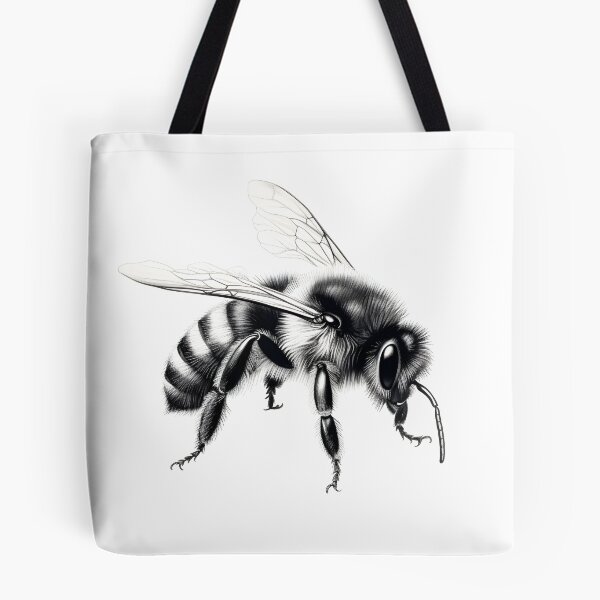 Item preview, Black and white Bee pencil drawing designed and sold by Pencil-Art.