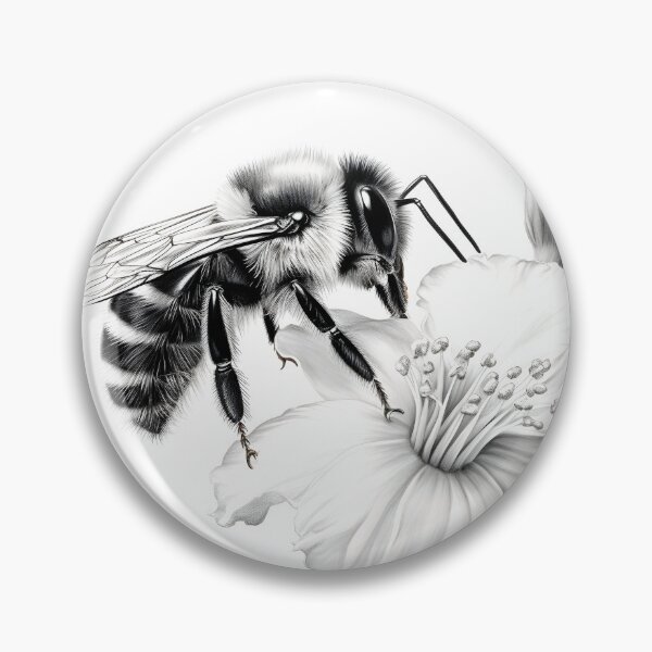 Item preview, Black and white Bee pencil drawing designed and sold by Pencil-Art.