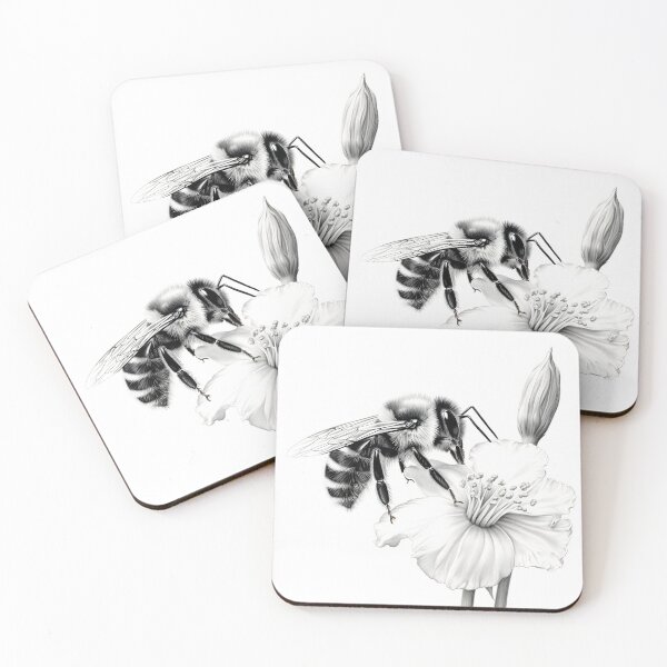Item preview, Black and white Bee pencil drawing designed and sold by Pencil-Art.