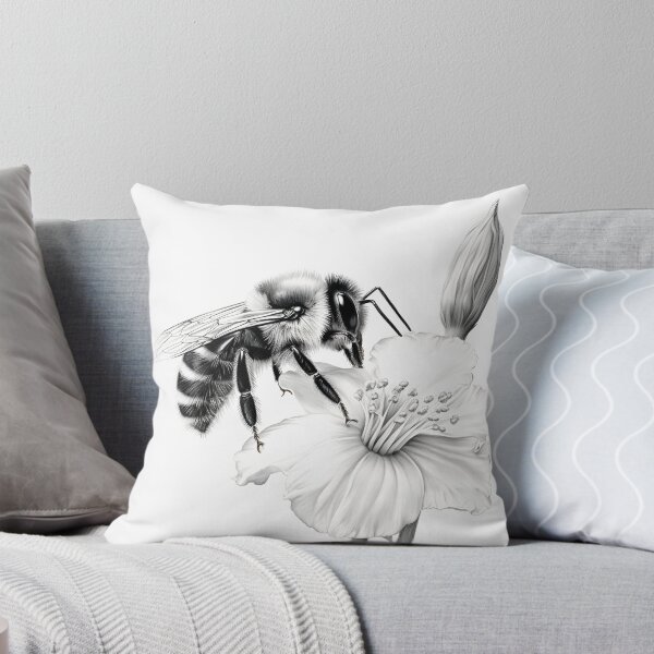 Item preview, Black and white Bee pencil drawing designed and sold by Pencil-Art.