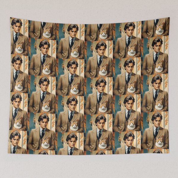 Item preview, Art Deco Handsome Man - Alain Delon With Cat designed and sold by JoyPhotoArt.