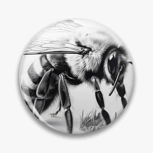 Item preview, Black and white Bee pencil drawing designed and sold by Pencil-Art.