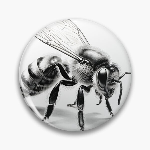 Item preview, Black and white Bee pencil drawing designed and sold by Pencil-Art.