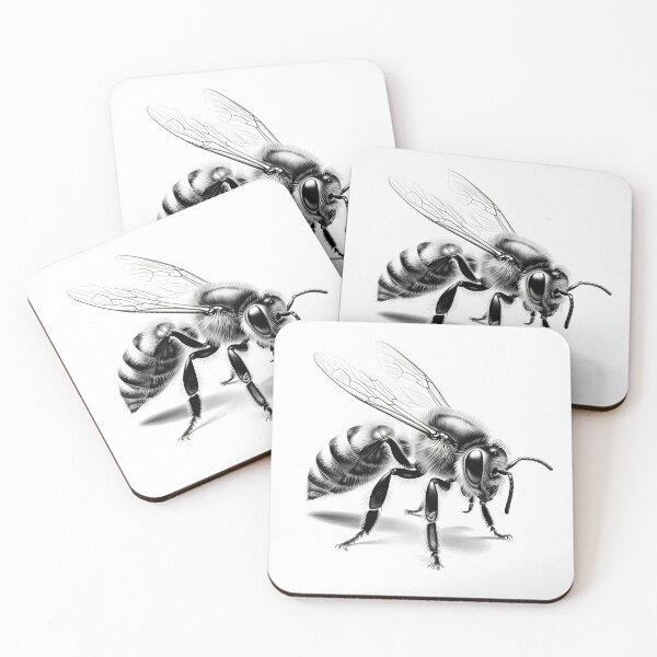 Item preview, Black and white Bee pencil drawing designed and sold by Pencil-Art.