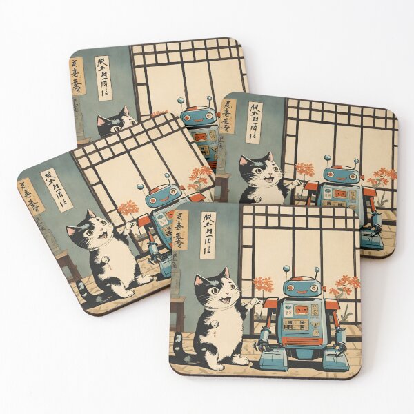 Item preview, Cat + Robot (play time) designed and sold by BoxcarDesigns.