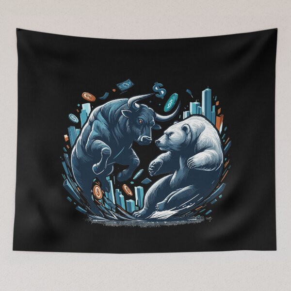 Item preview, Finance Bull Bear Fight Wall Street Gift designed and sold by Pineapple-Tree.