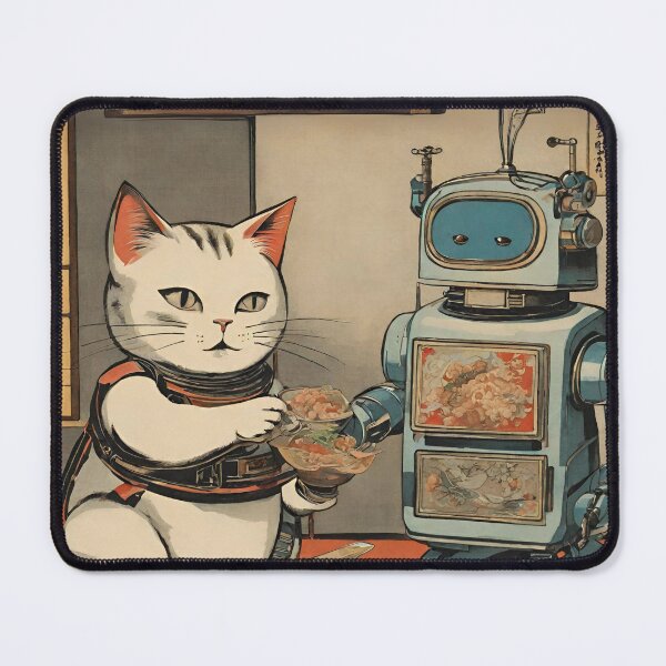 Item preview, Cat + Robot (feast) designed and sold by BoxcarDesigns.