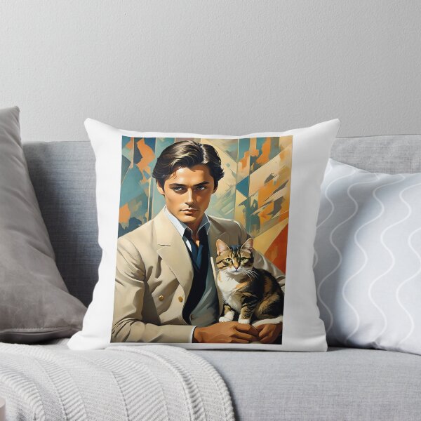 Aperçu de l'œuvre Bel Homme Art Déco - Alain Delon Avec Chat créée et vendue par JoyPhotoArt.