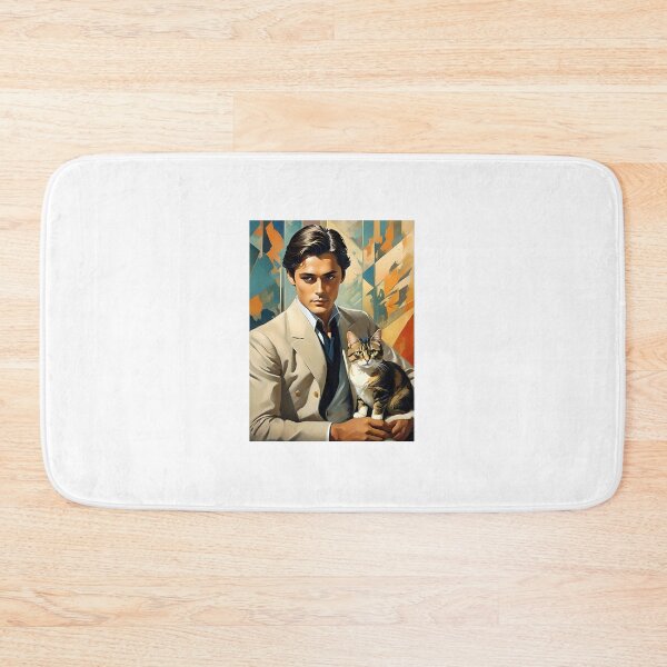 Item preview, Art Deco Handsome Man - Alain Delon With Cat designed and sold by JoyPhotoArt.