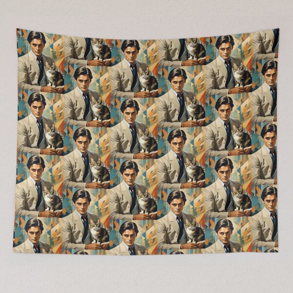 Item preview, Art Deco Handsome Man - Alain Delon With Cat designed and sold by JoyPhotoArt.