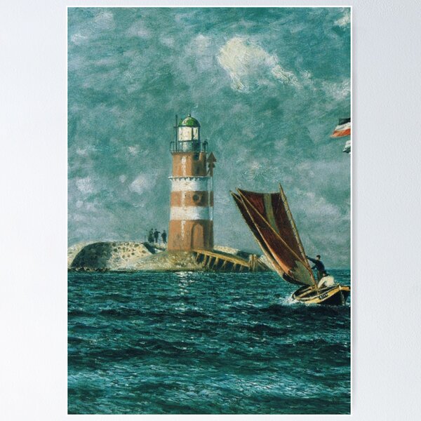 Item preview, Vintage Painting of a Coastal Lighthouse (1895) designed and sold by BravuraMedia.