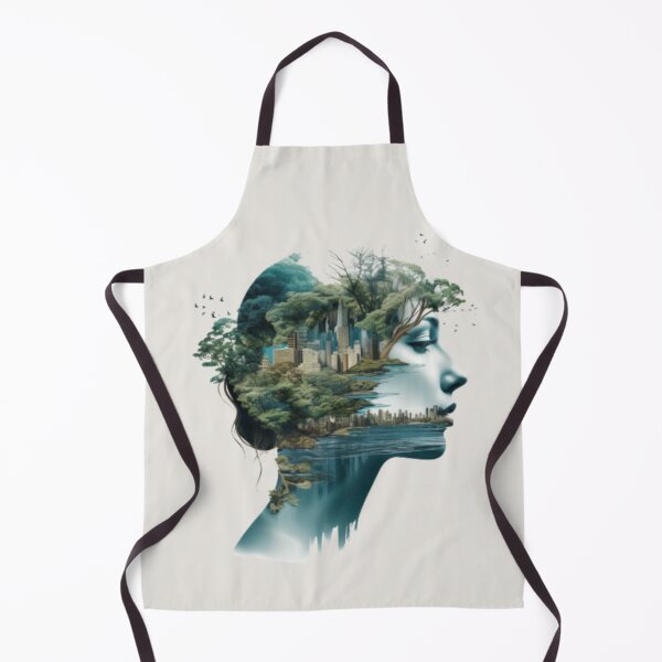 Item preview, Female profile face on autumnal lake landscape designed and sold by cristina1001.