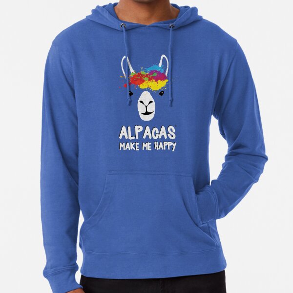 Happy Rainbow Alpaca Design Lightweight Hoodie